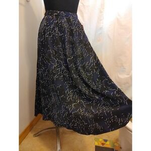 Joe fresh NWT Black Purple‎ BOHO Satin Long Full Length Maxi Skirt, Size XS